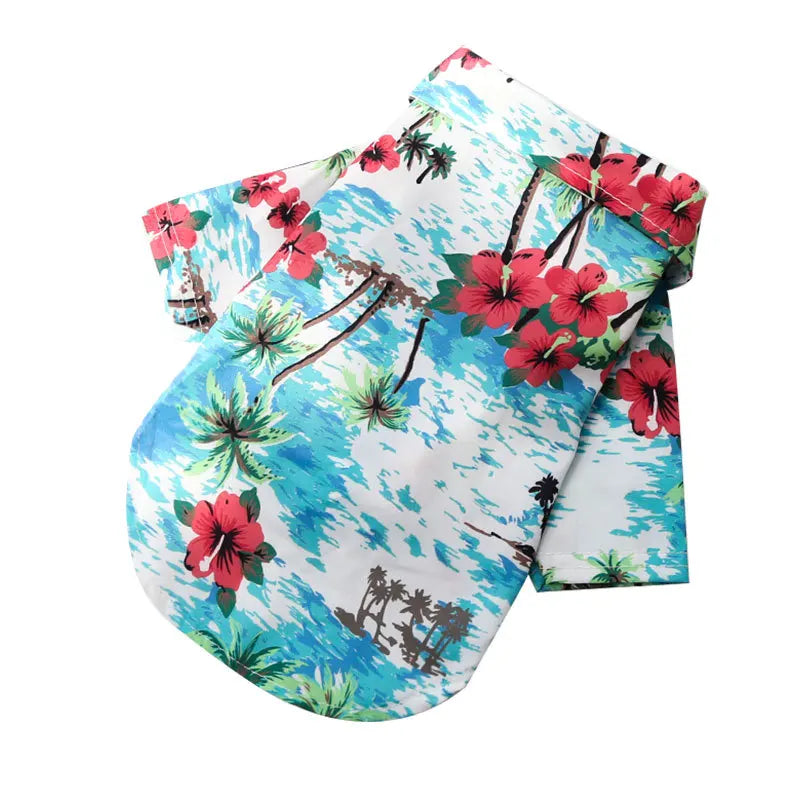 Hawaiian-style pet dog clothing Summer beach dog shirt Suitable for small and medium dogs Dog puppy cat clothes Pug French Bulldog