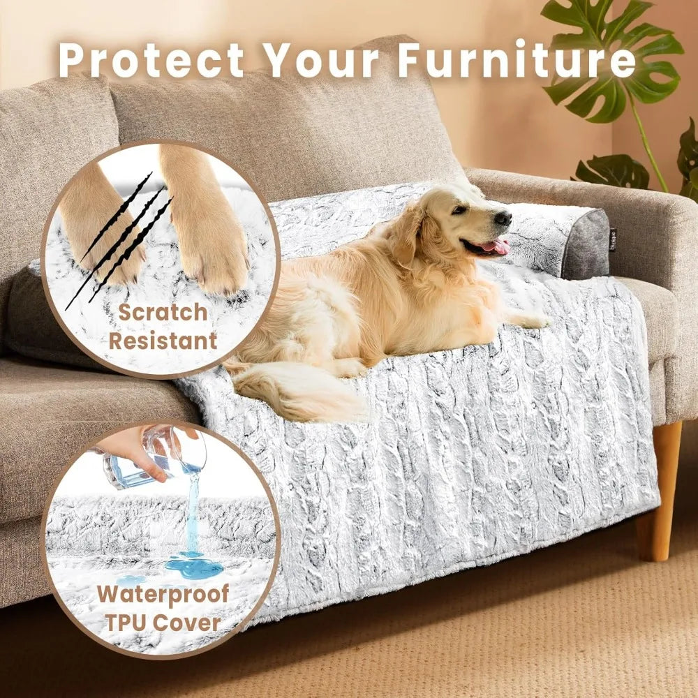 Dafify Cozy Faux Fur Dog Bed Sofa Protector Removable Cover