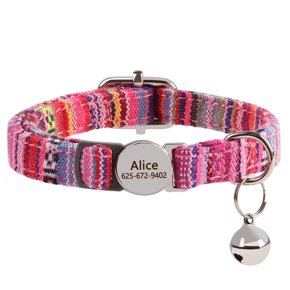 Free personalized kitten collar, engraved with pet dog's name, anti-lost, suitable for cats and small dogs, adjustable