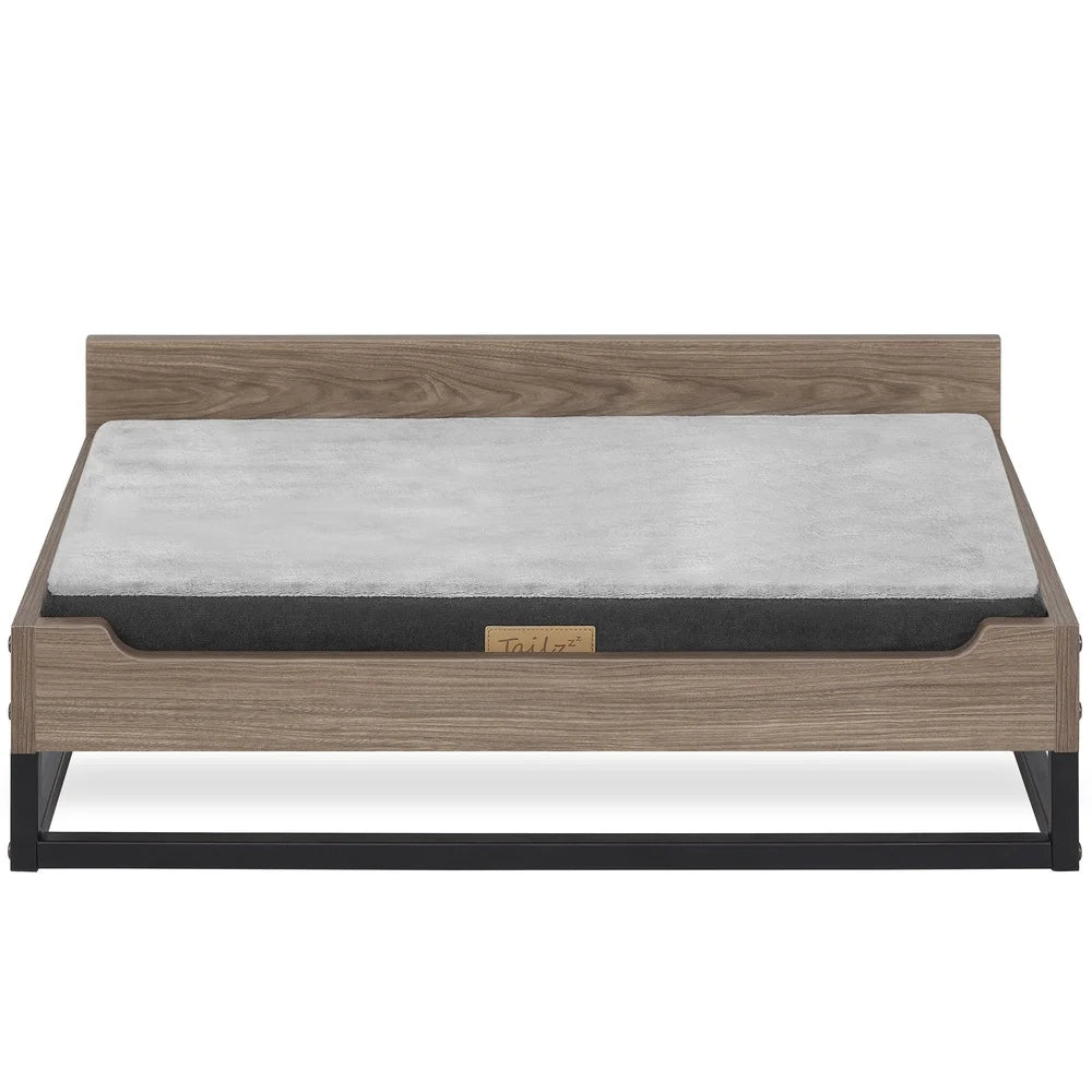 XMSJ Wooden Dog Bed With Orthopedic Foam Gel Mattress