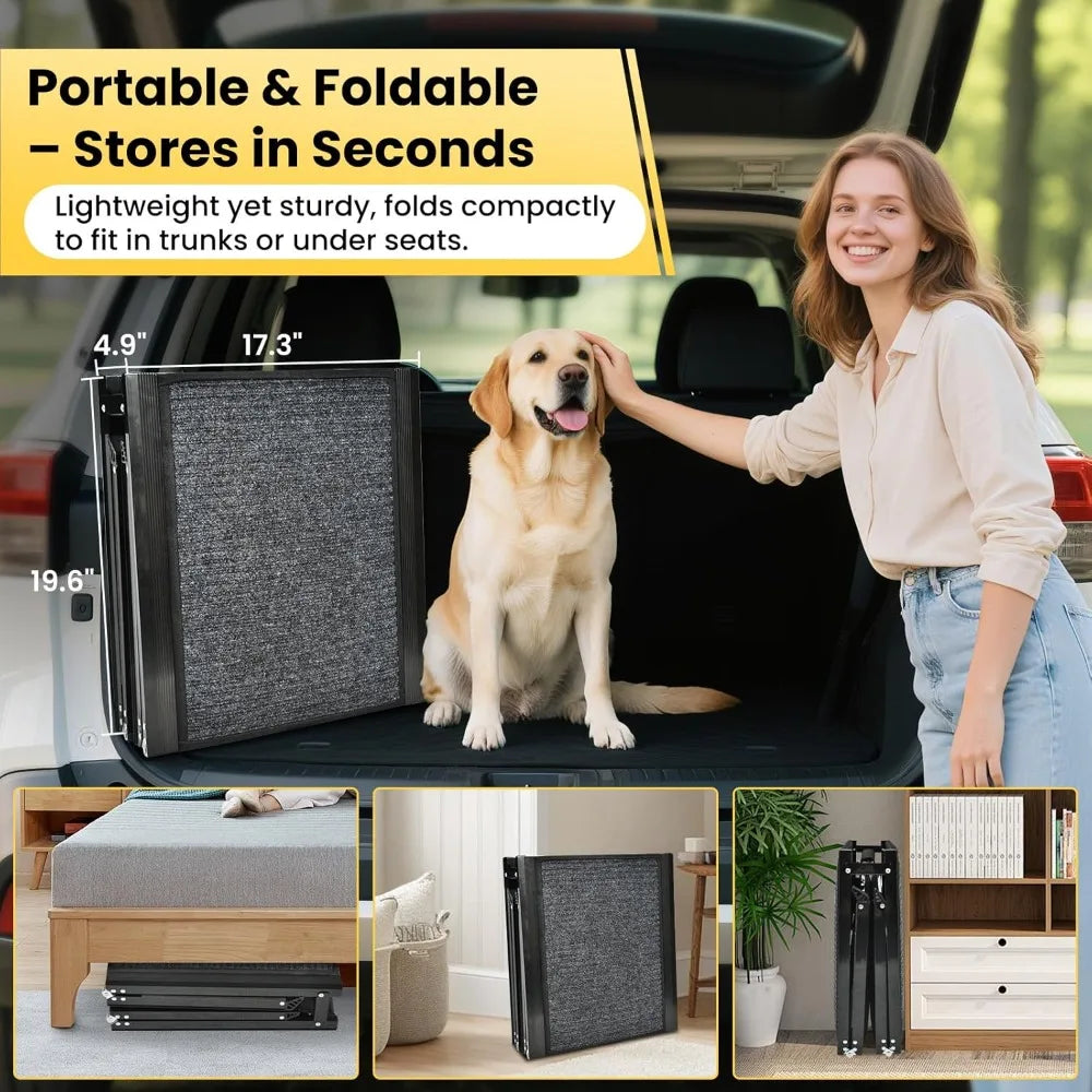 Dog Ramp for Car, 71''x 17.3'' Extra Long Dog Ramp for Truck with Non-Slip Rug Surface, Portable and Folding Dog Car Ramp for SU