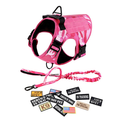 Military Camouflage Dog Harness With Adjustable Leash