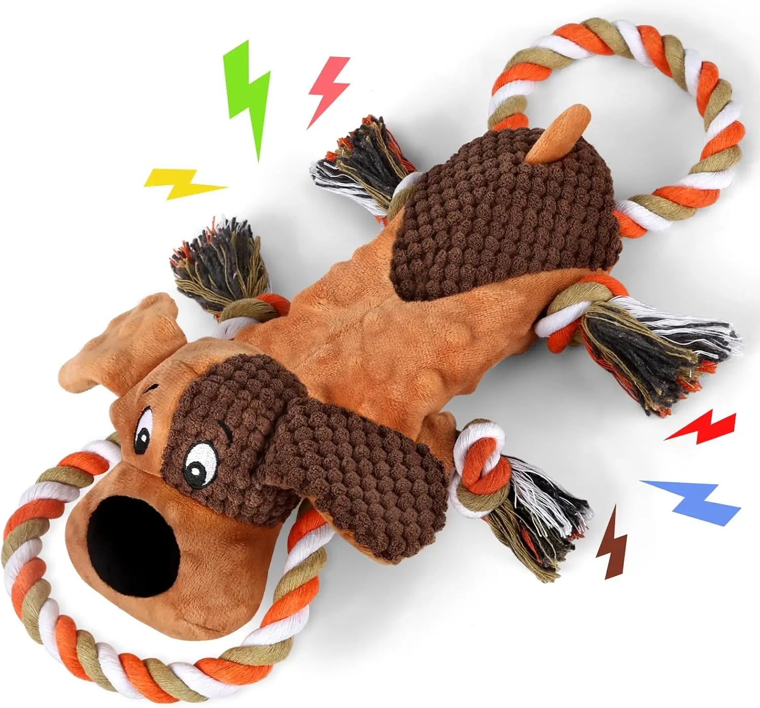Squeaky Tug Of War Dog Toy With Indestructible Rope