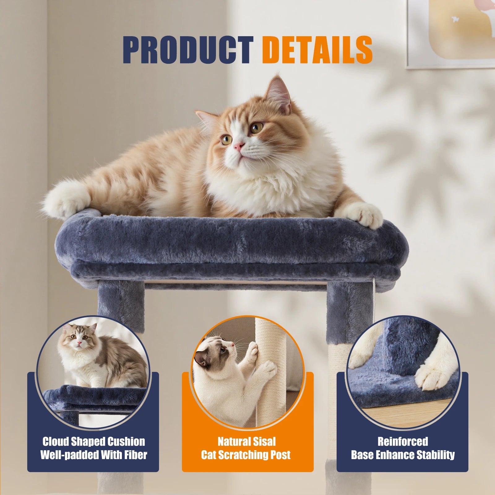 JHK Cat Tree Multi Cat Climbing Tower For Indoor Cats