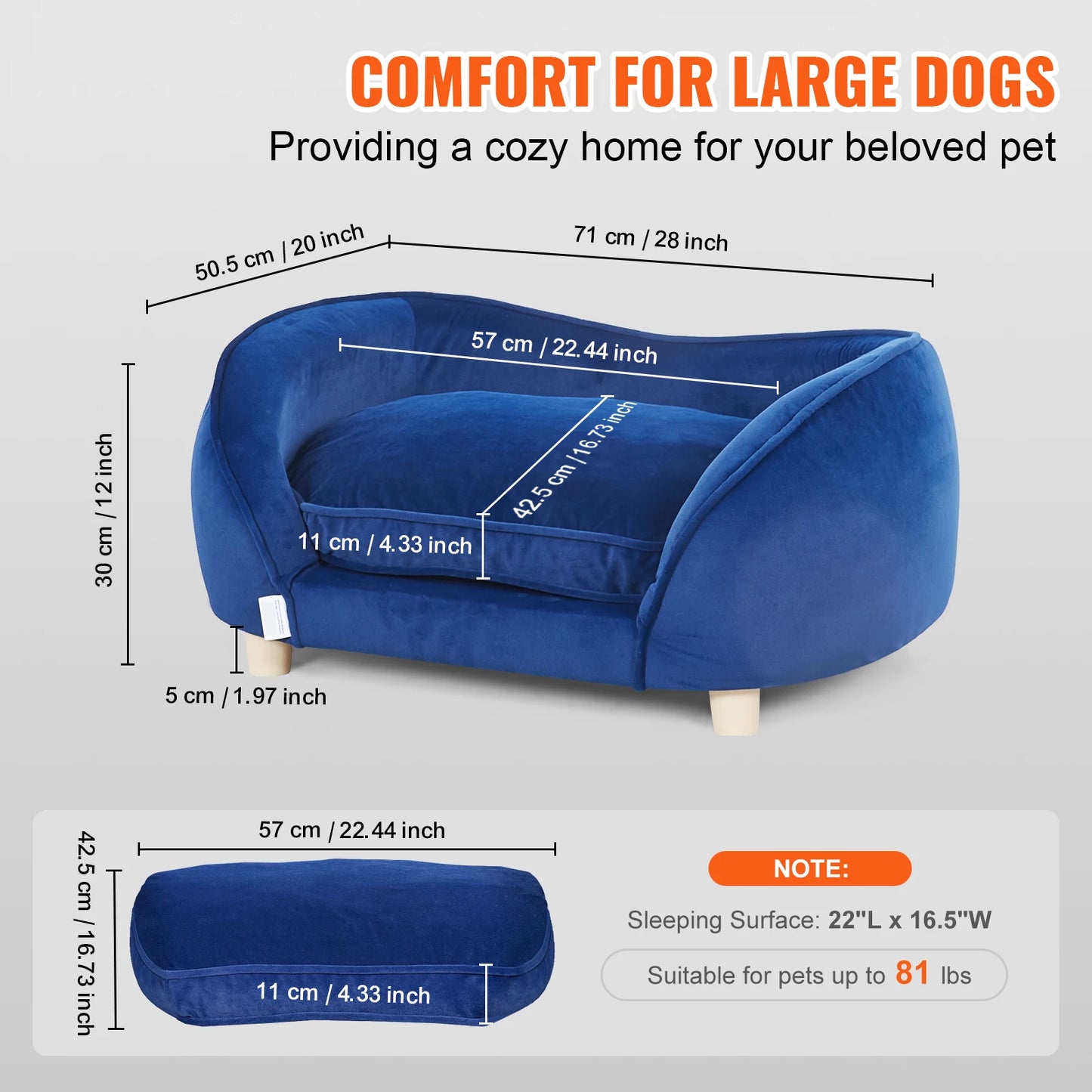 SucceBuy Velvet Pet Sofa for Dogs and Cats Living Room
