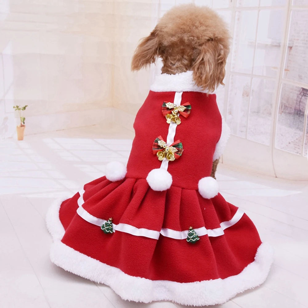 Christmas Dog Dresses For Small Dogs Autumn Winter Pet Dog Bow Tie Skirt Xmas Fancy Princess Puppy Dress Dog Costume