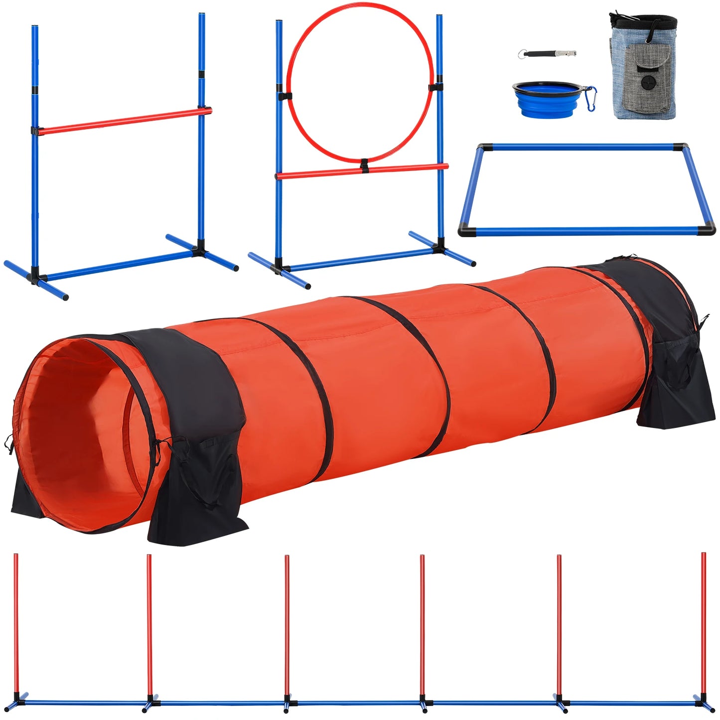 Dog Agility Training Equipment 5 Piece Set With Adjustable Hurdles