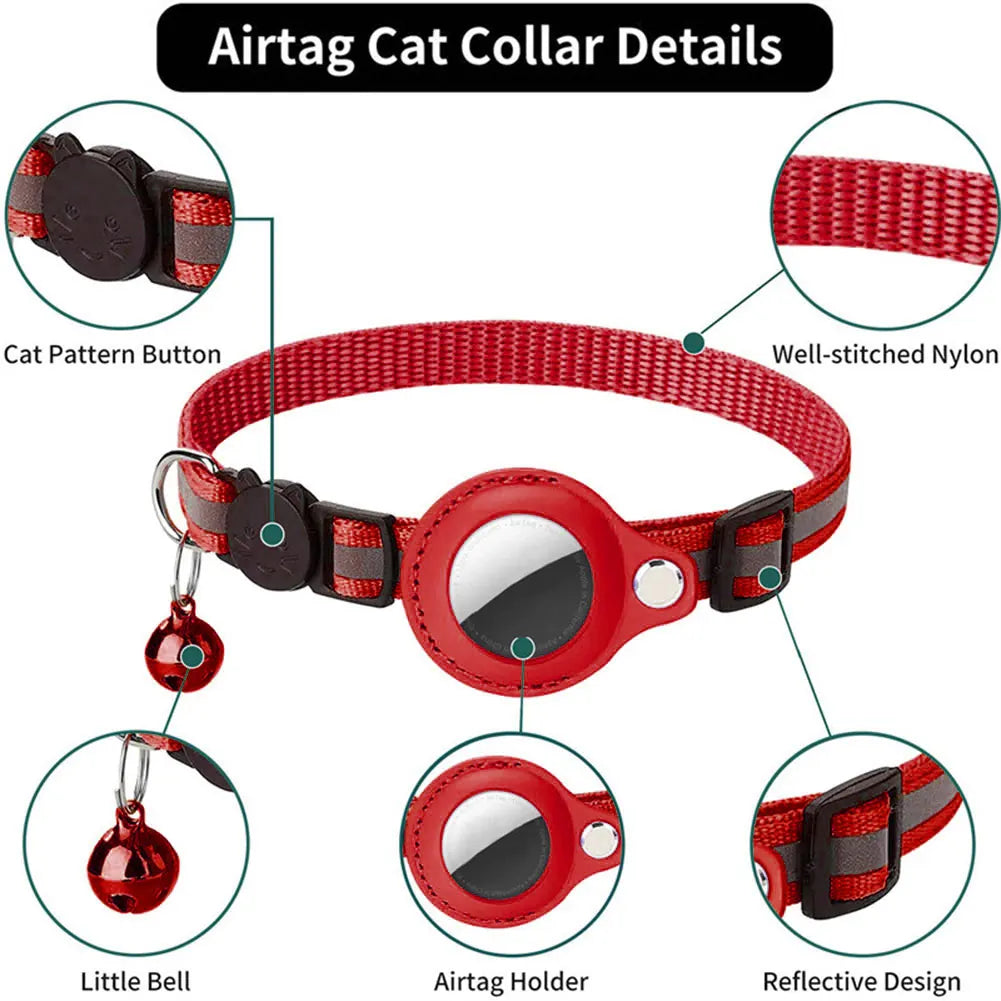 Alloet Apple AirTag Cat Collar Reflective GPS Tracker Holder