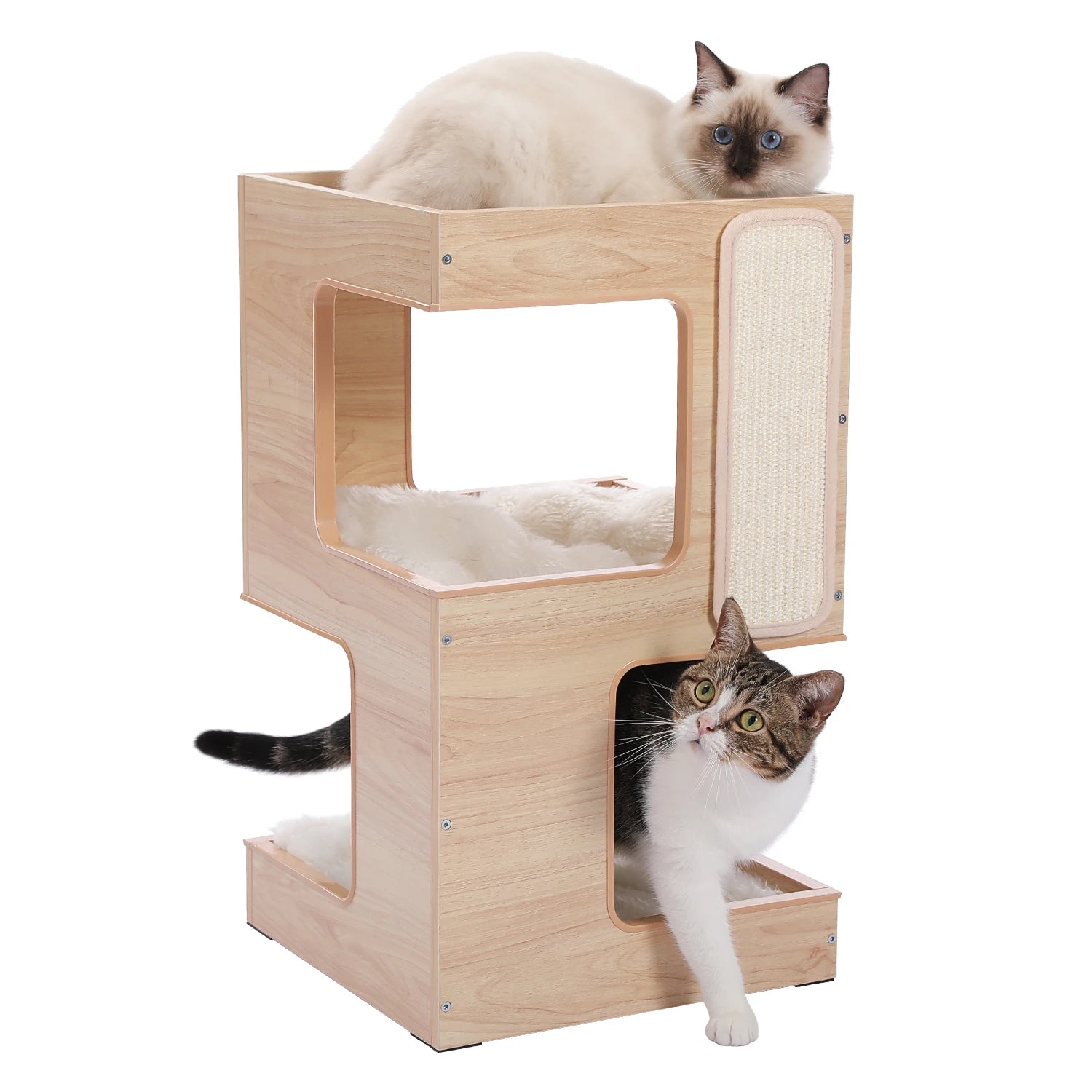 PAWZ Road Wood Cat Condo House Modern Cat Tree Pad