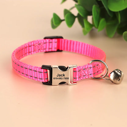 Free personalized kitten collar, engraved with pet dog's name, anti-lost, suitable for cats and small dogs, adjustable