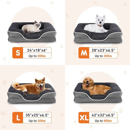 JHK Orthopedic Dog Bed Memory Foam Pet Bed for Small Dogs & Cats with Washable Removable Cover Non-Slip Base Waterproof Liner