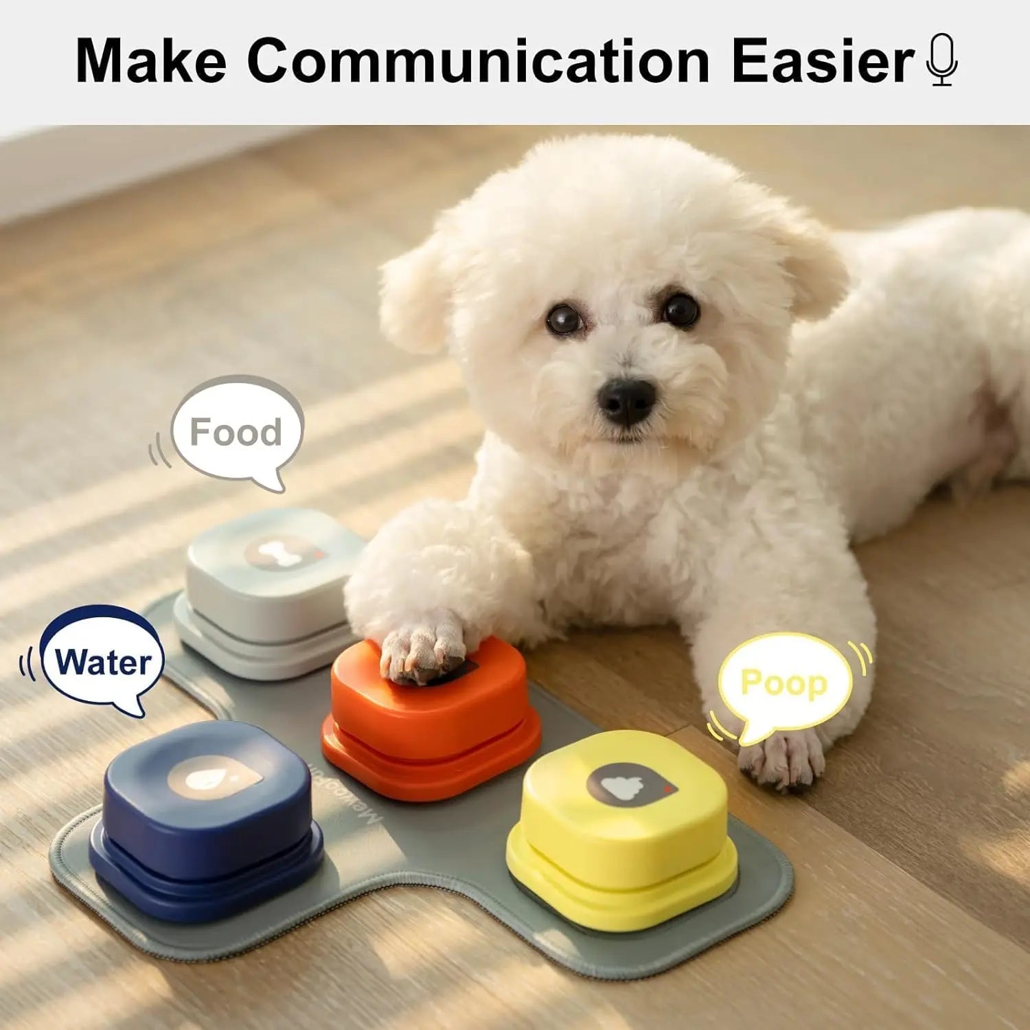 MEWOOFUN Dog Talking Buttons With Rubber Mat Recordable Starter Pack