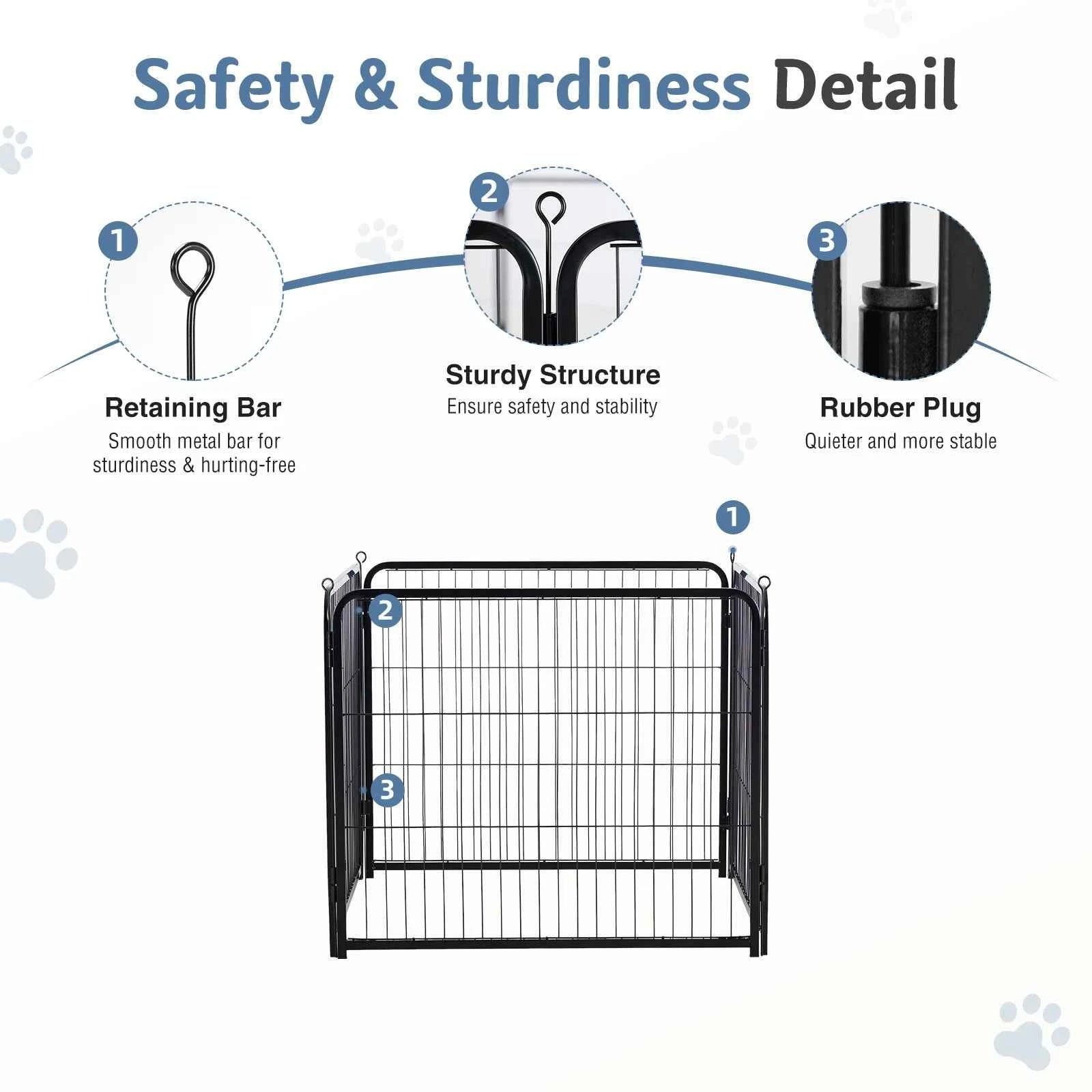 JHK 4 Panels Metal Dog Playpen Pet Fence 24 Inch to 40 Inch Foldable Large Dog Puppy ExercExercise for Yard Gate Camping Outdoor