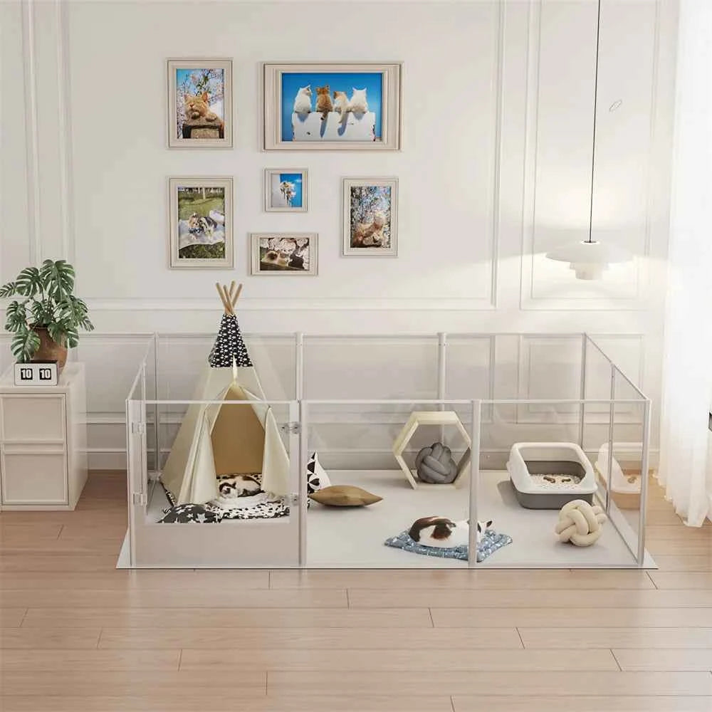 Extra Large 10 Panels Sleek Acrylic Dog Playpen Fence Pet Enclosure Fertility Cage Pet Whelping Box Playground