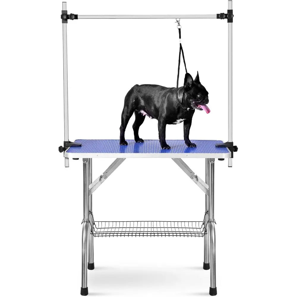 Dog Grooming Table With Adjustable Arm And Storage Stainless Steel