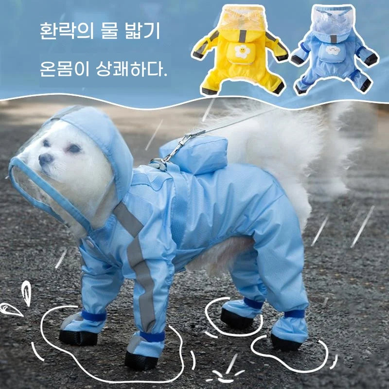 Pet Dog Animal Raincoat Integrated Dog Raincoat Blue Clothing/Fashion Raincoat