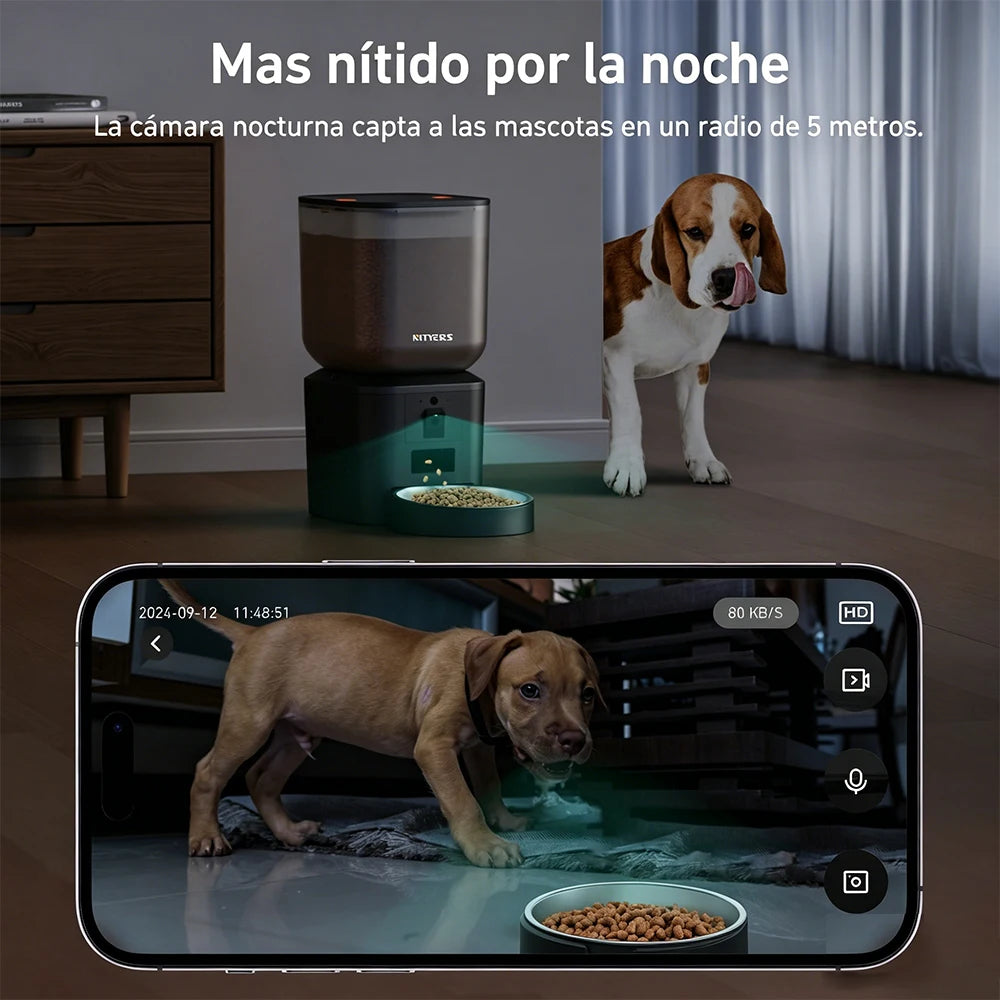 Nityers Automatic Cat Feeder 1080P Camera 5G WiFi Night Vision