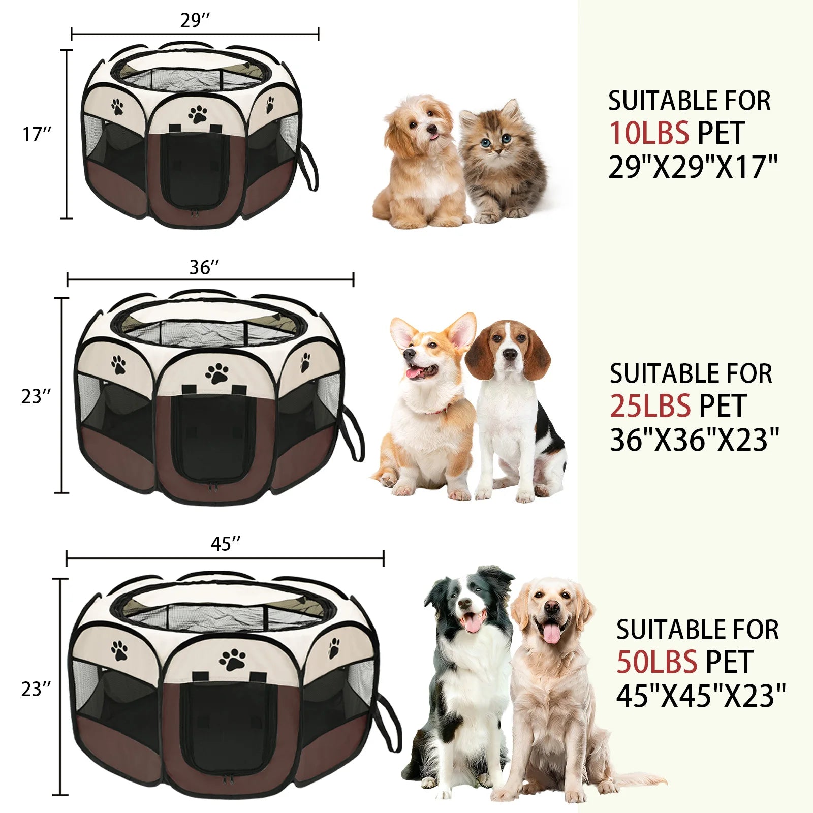 Foldable Pet Playpen for Dogs & Cats - Durable Oxford Cloth with Removable Zipper, Portable Octagonal Design for Indoor/Outdoor