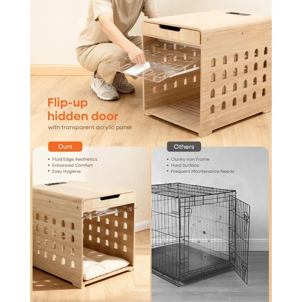 Modern Dog Crate Furniture Charging Station For Small Medium Dogs