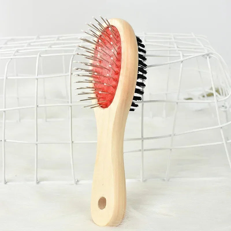 High-Concerned Double-Sided Wooden Pet Comb For Dogs And Cats