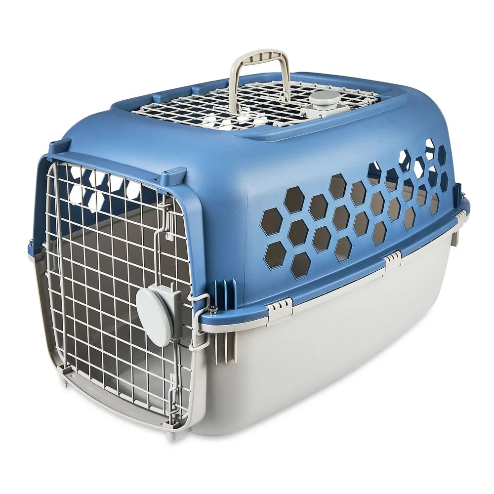 Multicolored Plastic Double Door Pet Kennel Top Opening Dogs Cats Heavy Duty Durable Secure Travel Carrier with Ventilation