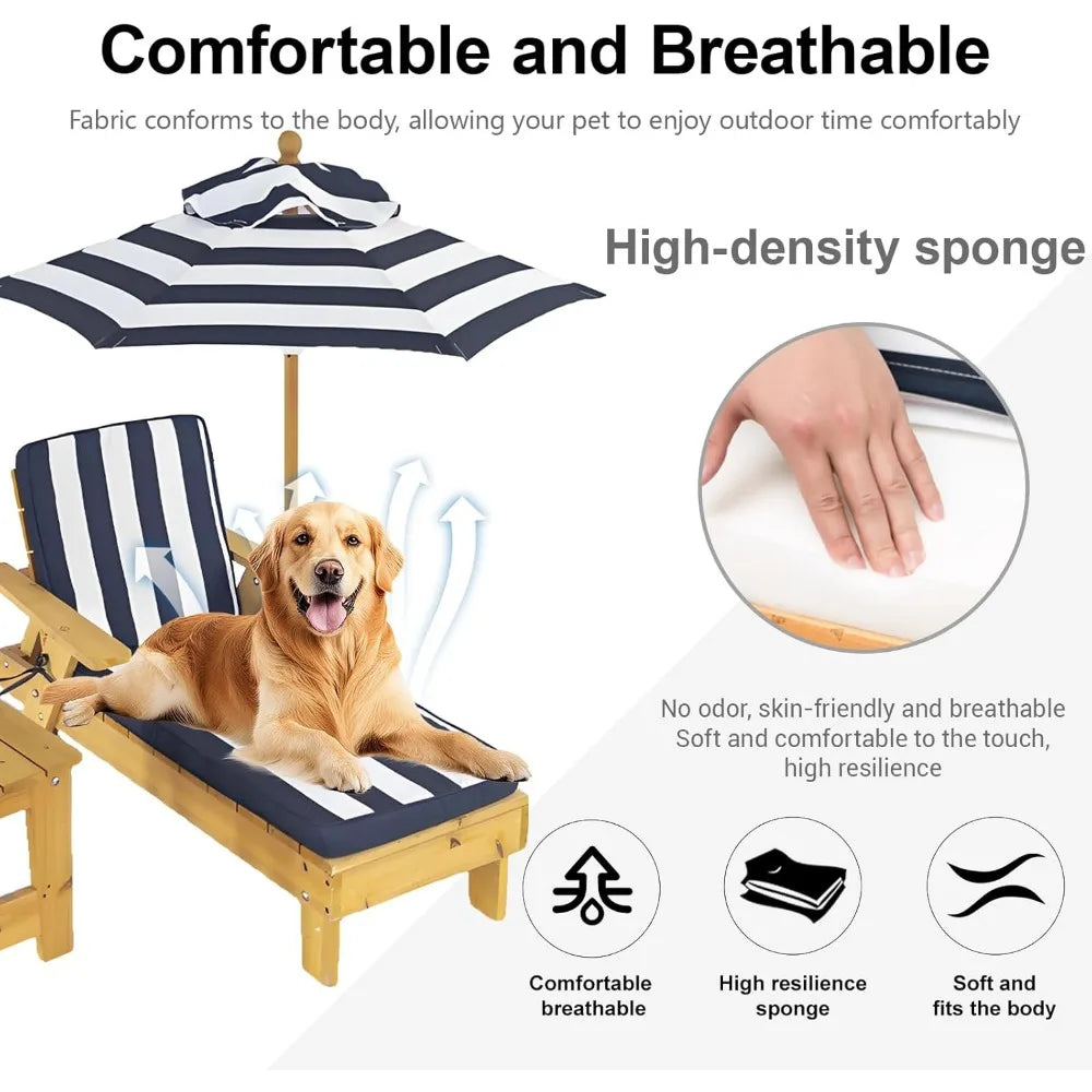Elevated Dog Bed for Large Dogs with Waterproof Canopy | Indoor/Outdoor Pet Chaise for Backyard, Pool, Beach | Removable Cushion