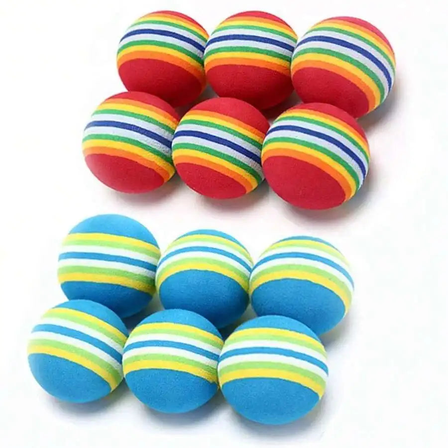 Rainbow Striped Soft EVA Foam Cat Toy Balls For Cats