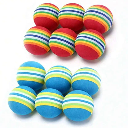 Rainbow Striped Soft EVA Foam Cat Toy Balls For Cats