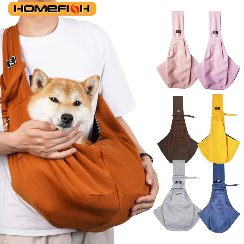 Adjustable Dog Sling Carrier With Pocket Breathable Crossbody Bag