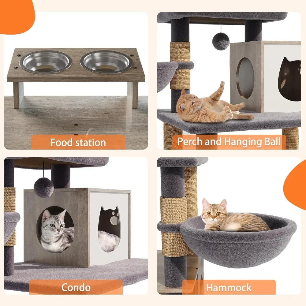 Cat Tree With Litter Box Enclosures All In One Tower