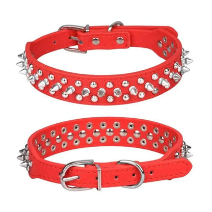 Dog Coar piked, uhroo Rivet pike Dog Coar Anti-Bite tudded Protective Pet Neck Faux eather Feae Puppy Coar for a ediu arge Gir