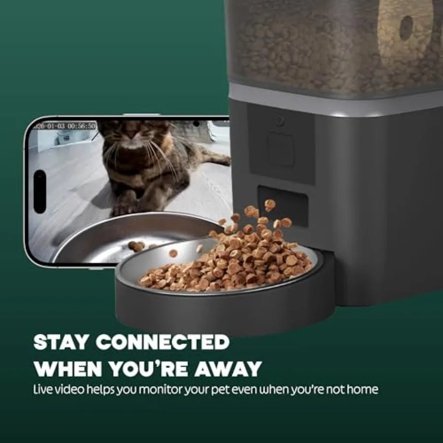 Automatic Cat Feeder With 1080P Camera Timed Dispenser 6L