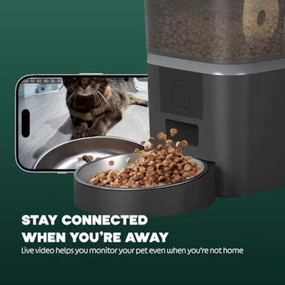 Automatic Cat Feeder With 1080P Camera Timed Dispenser 6L
