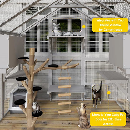 Catio Outdoor Cat Enclosure For Multiple Cats With Weatherproof Roof