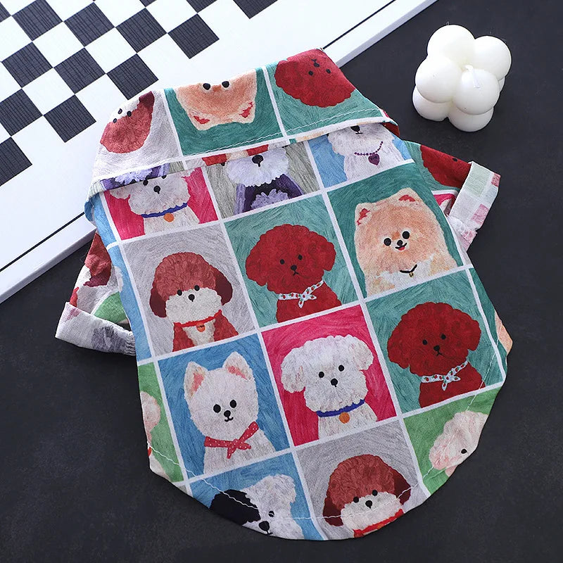 Stylish Lightweight Breathable Cartoon Pet Dog Shirt Clothing Set
