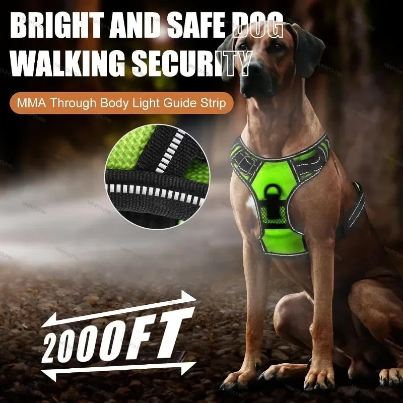 NONECN Led Luminous Dog Harness No Pull Adjustable Rechargeable Pet Vest Harness