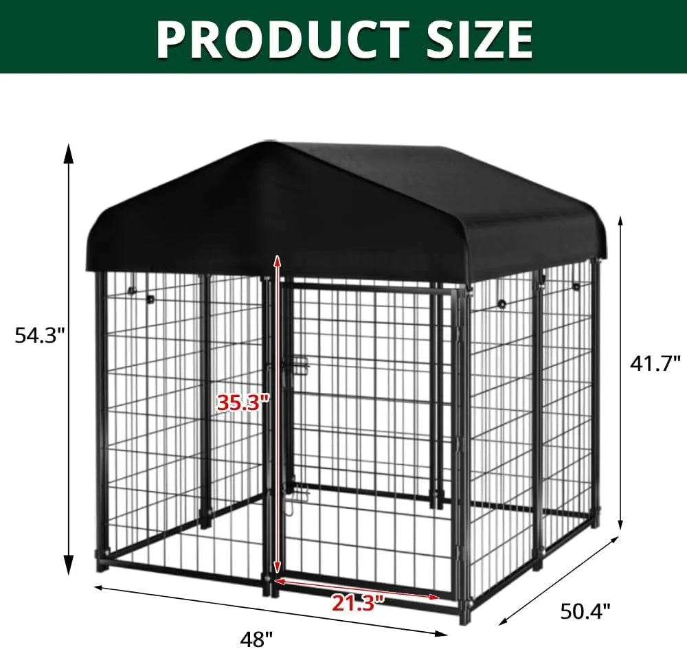 Outdoor Dog Kennel With Roof Heavy Duty Welded Wire Enclosure