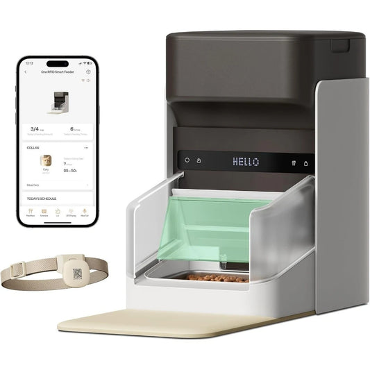 Automatic Cat Feeder,5G Automatic Pet Feeder,3L Auto Cat Feeder App Control with Light Collar Tag,  Automatic Cat Food Dispenser