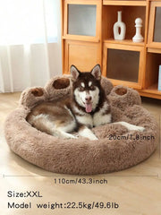 1 piece of bear paw-shaped plush pet bed, warm, breathable, and lined with plush, suitable for cats and dogs of all sizes to sleep deeply and safely on, for use in all seasons