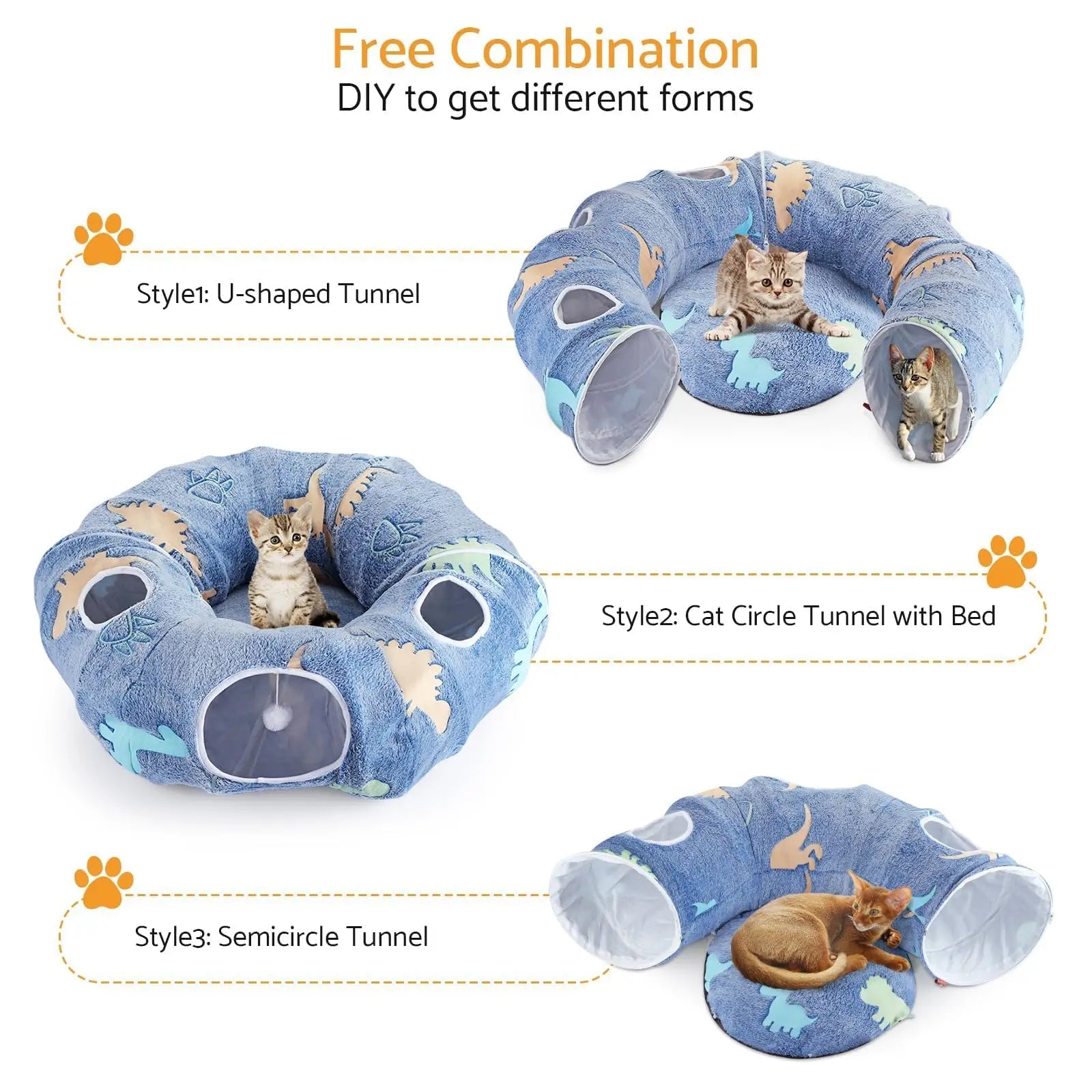High Concerned Cat Tunnels Indoor Foldable Play System With Cave