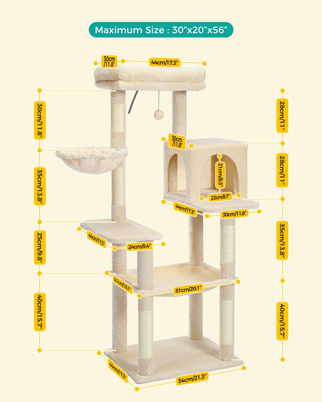 Pet Harmony Supplies PAWZ Road Cat Tree Tower 5 Tier