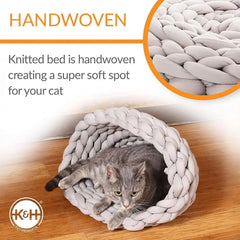 Knitted Cat Bed, Round lexible Pet Bed Gray 17 X 4 Inches