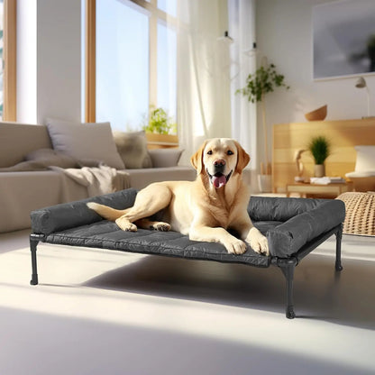 Cooling Elevated Dog Bed Add Removable Waterproof Bolster Cushion Mat, Raised Pet Cot with Breathable Teslin Mesh,