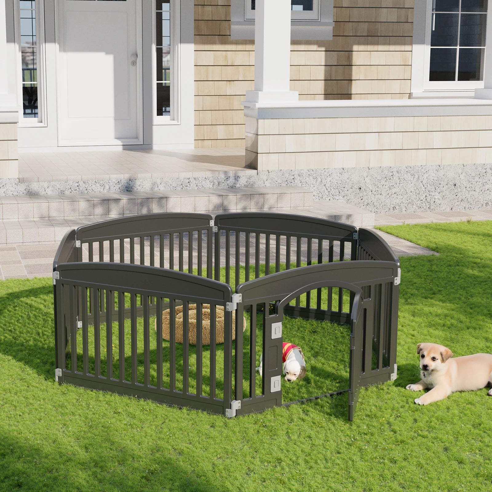 JHK Plastic Dog Playpen 6-Panel Expandable Fence For Medium Dogs
