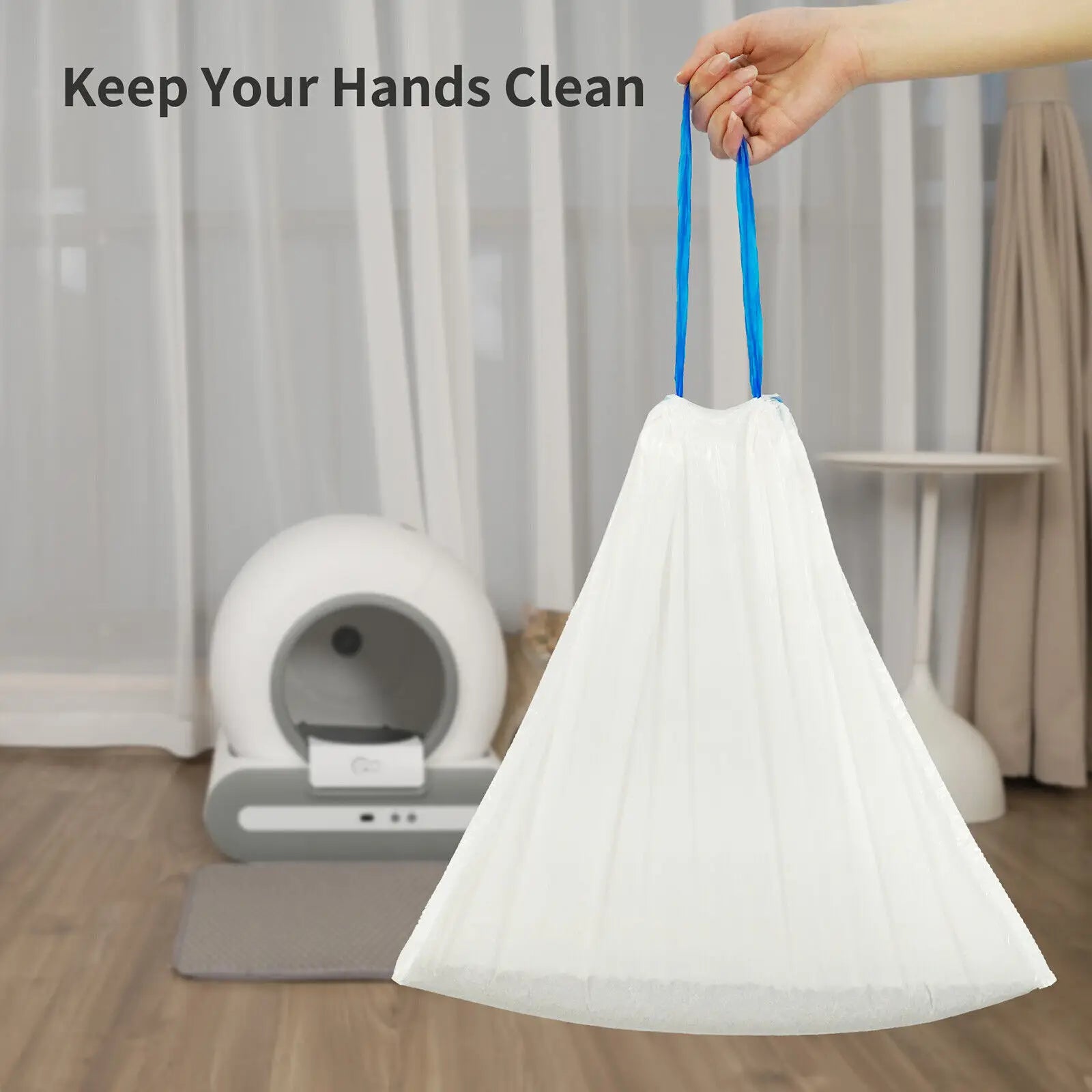 Self Cleaning Cat Litter Box Liners With Drawstring Design