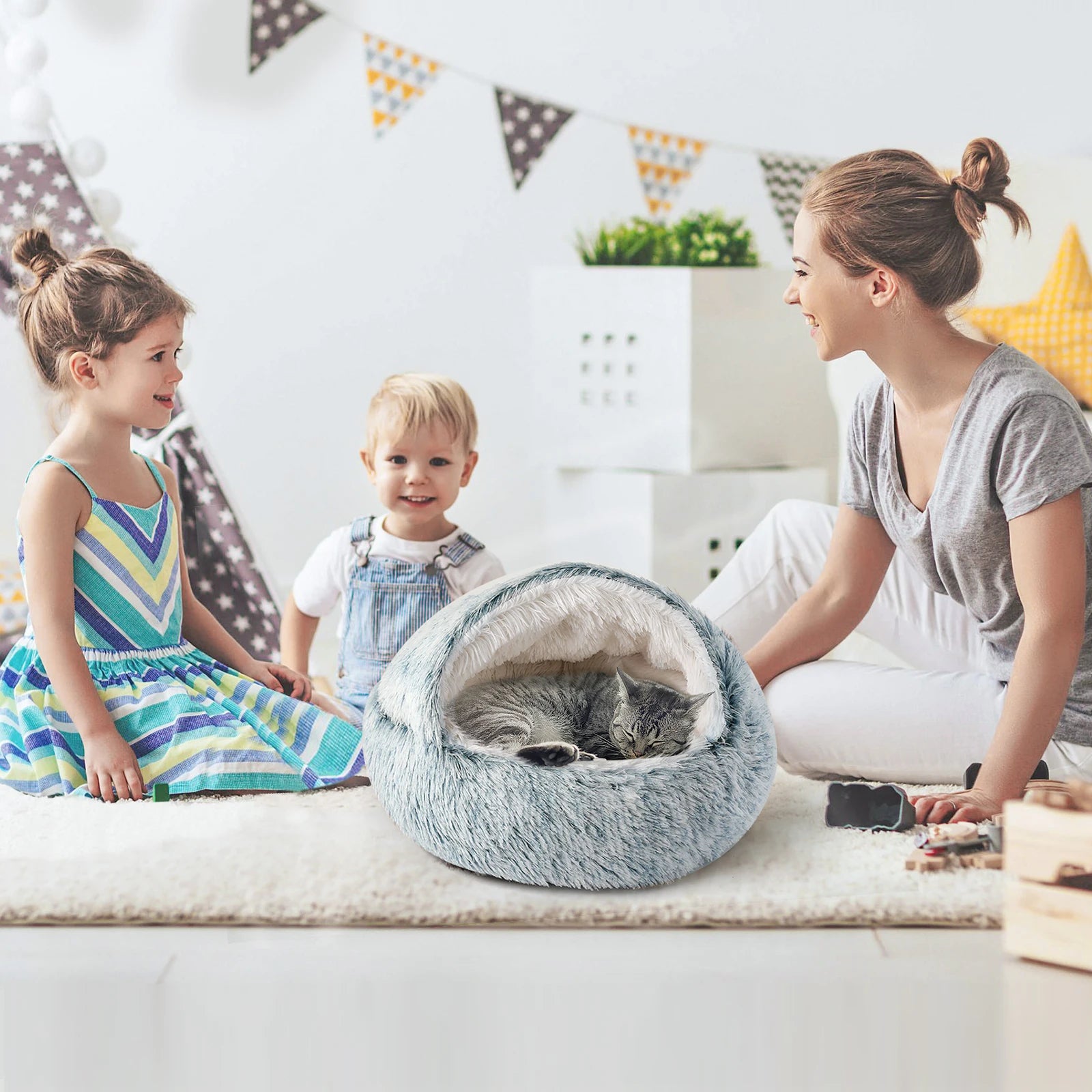 Closure Cat Beds Nest Soft Semi Enclosed Pet House Rest