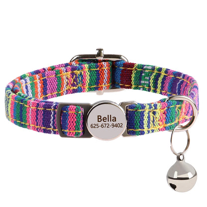Free personalized kitten collar, engraved with pet dog's name, anti-lost, suitable for cats and small dogs, adjustable