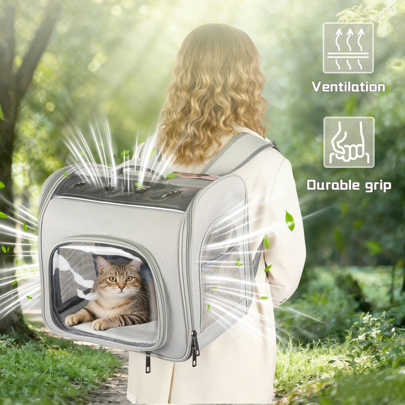 Breathable Cat Backpack With Front Opening Mesh Window