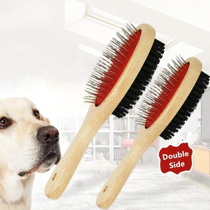 High-Concerned Double-Sided Wooden Pet Comb For Dogs And Cats