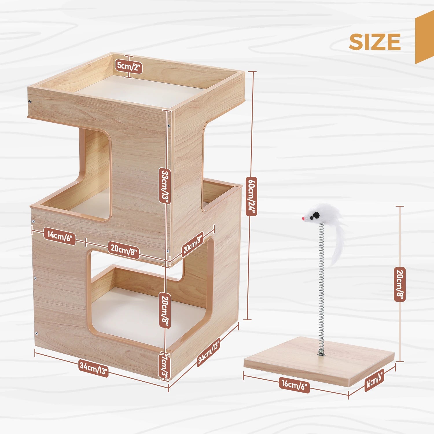 PAWZ Road Wood Cat Condo House Modern Cat Tree Pad